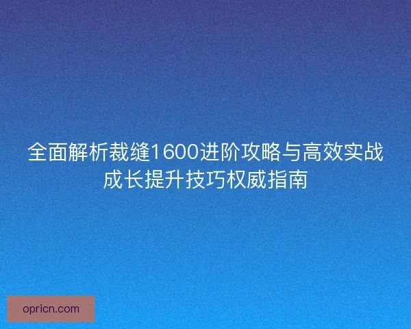 全面解析裁缝1600进阶攻略与高效实战成长提升技巧权威指南